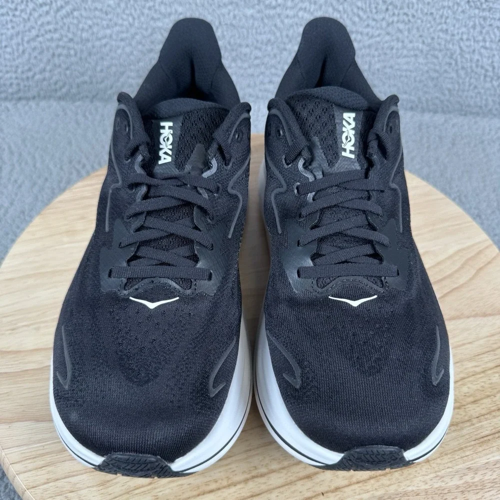 Hoka One One Clifton 10 Mens Size 9 EE Wide Black White Running Shoes Sneakers‎